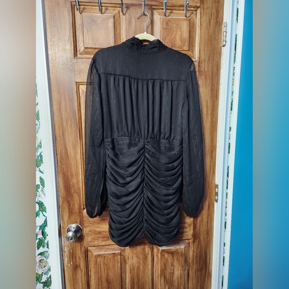 ✨️Final Price✨️NWT House of Harlow Metallic Black Balloon Sleeve Mini Dress - Picture 5 of 8